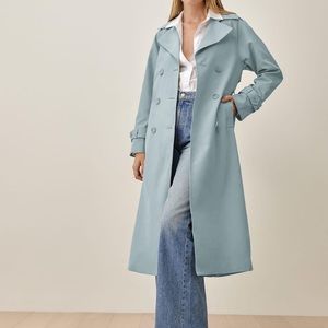 Reformation Holland Trench Coat - Light Blue